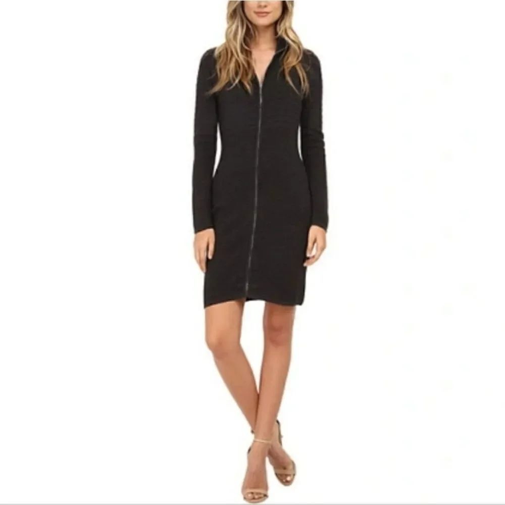 Calvin Klein Women's Charcoal Gray Long Sleeve Zip-Front Sweater Dress